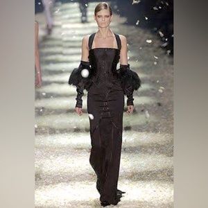 Tom Ford for Gucci F/W 2003 black corset gown IT40